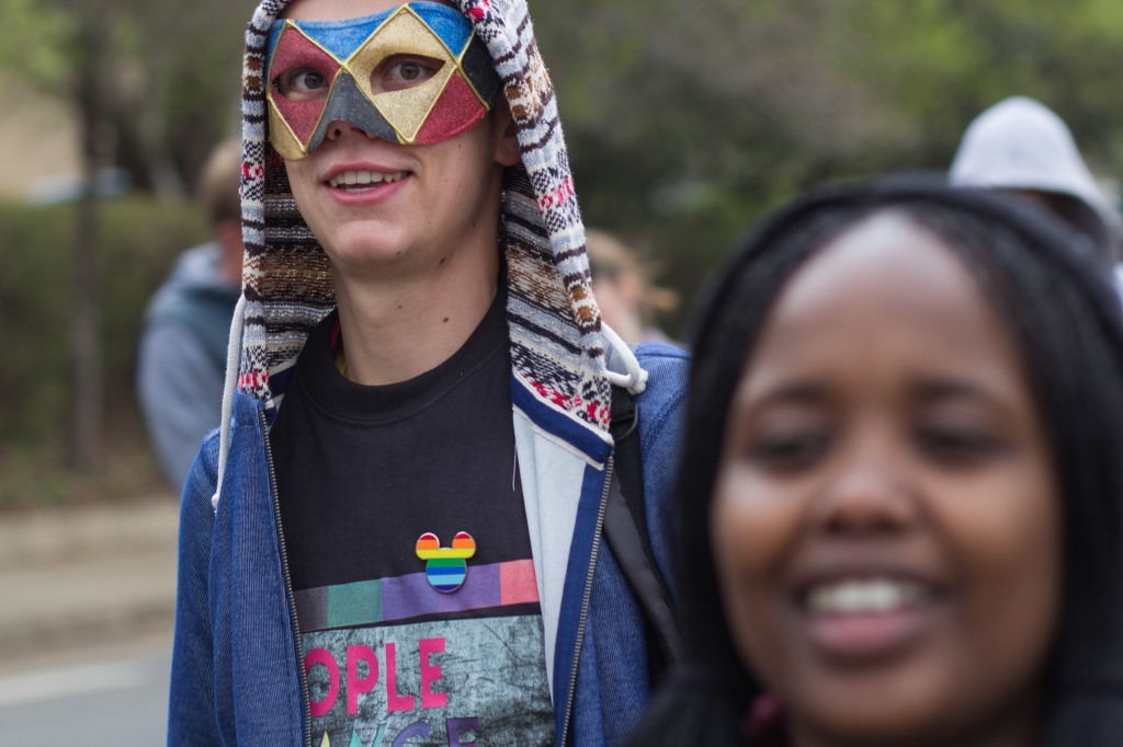 SOUTH AFRICA – JOHANNESBURG: A supporter takes part in the Varsity Pride 2015 match which took place at Wits University on Friday, 04 September 2015. The event was help to bring support and awareness to GBTIAQ+ rights. Picture: Jabulile Pearl Hlanze